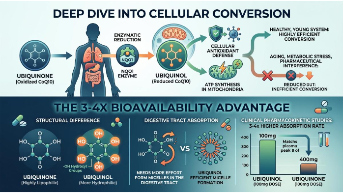 Conversion Dynamics and Bioavailability of CoQ10