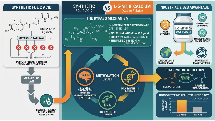 Defffierence between Folic acid and L-5-MTHF Calcium