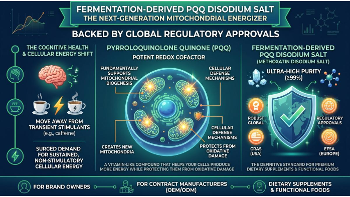 Fermentation PQQ is the Next-Generation Mitochondrial Energizer Backed by Global Regulatory Approvals