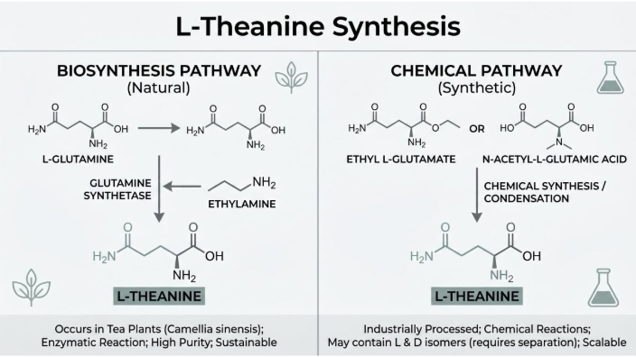 L-Theanine Biosynthesis vs. Chemical Pathways